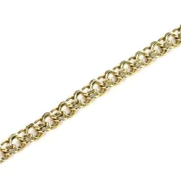 Vintage 14k Yellow Gold Double Ring Charm Bracelet - Picture 3 of 4